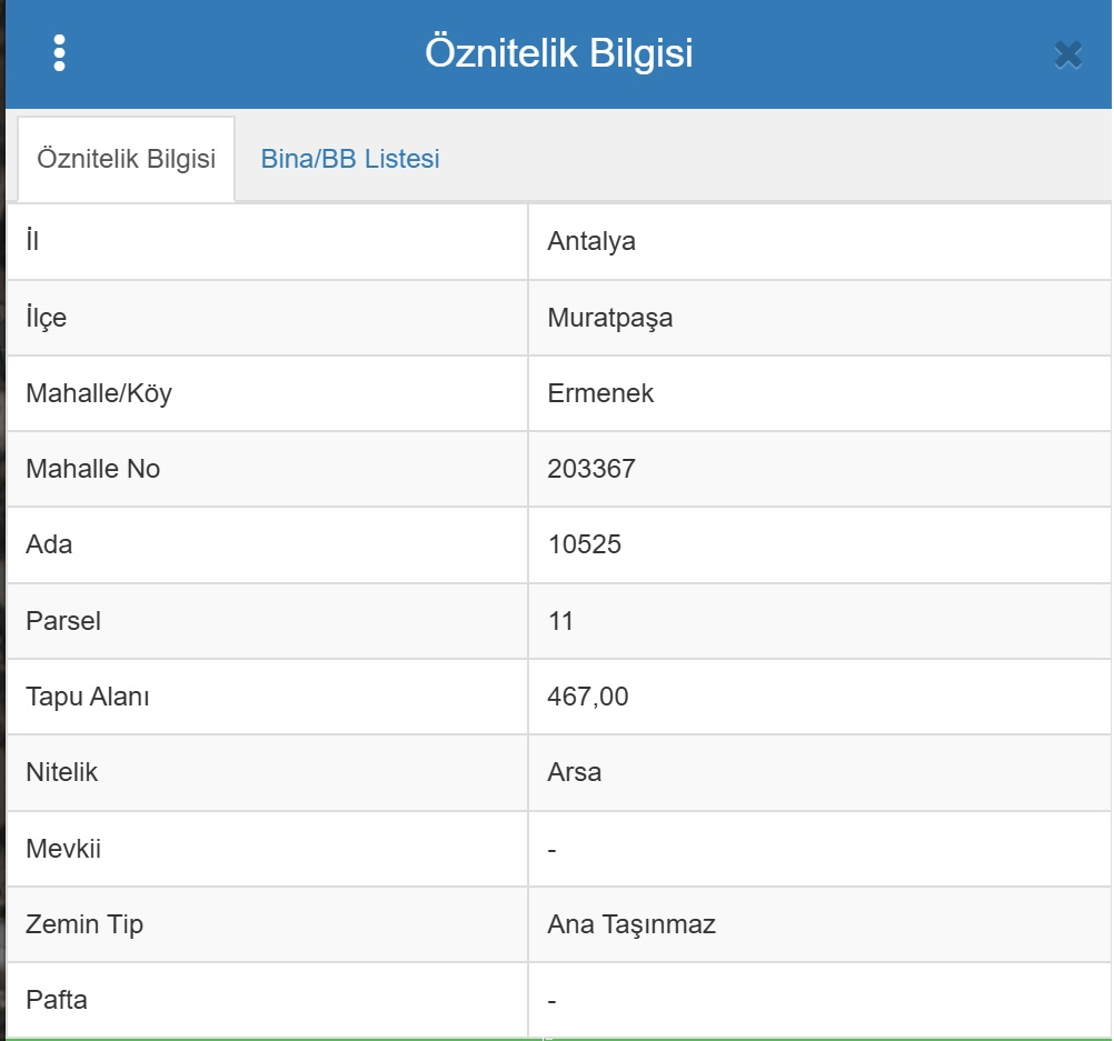 467 ermenek parsel bilgi