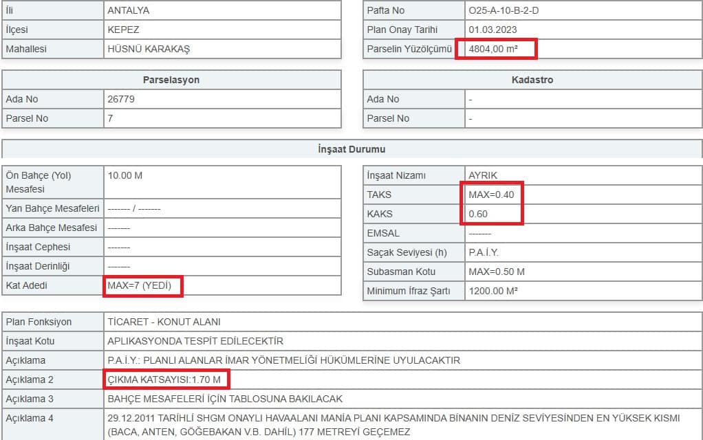 kırçiçeği imar durumu