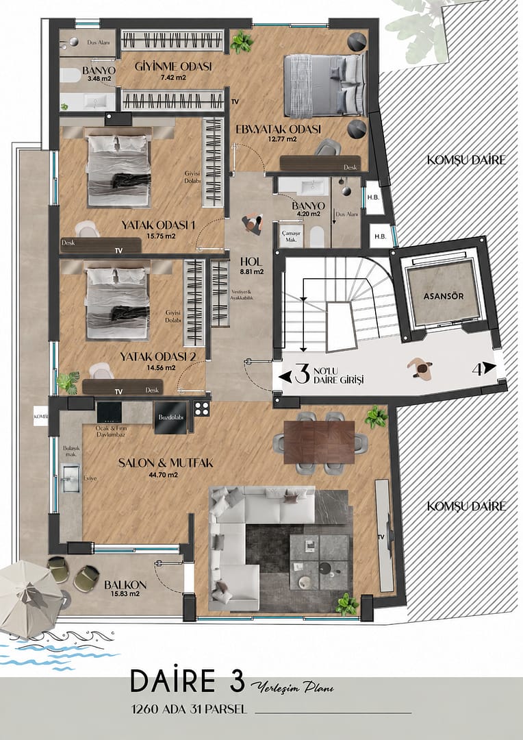 SİRİUS MANZARA DAİRE 3 YERLEŞİM